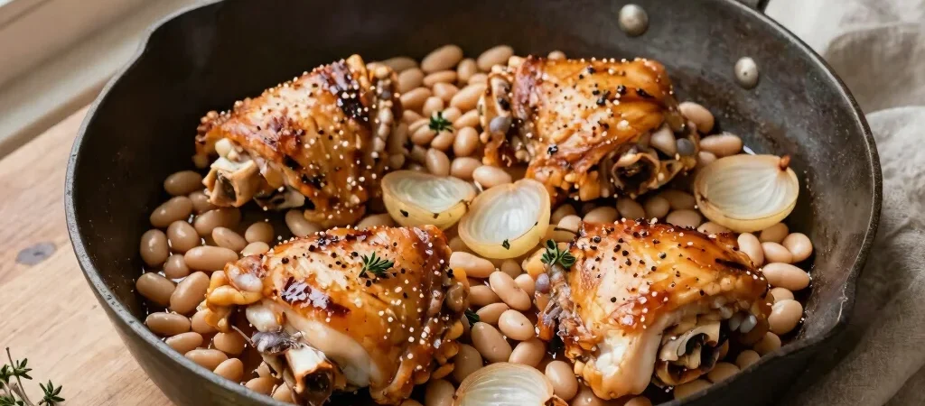 Chicken Thighs with Shallots and White Beans